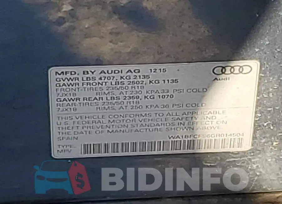 WA1BFCFS6GR014504 Photo# 13