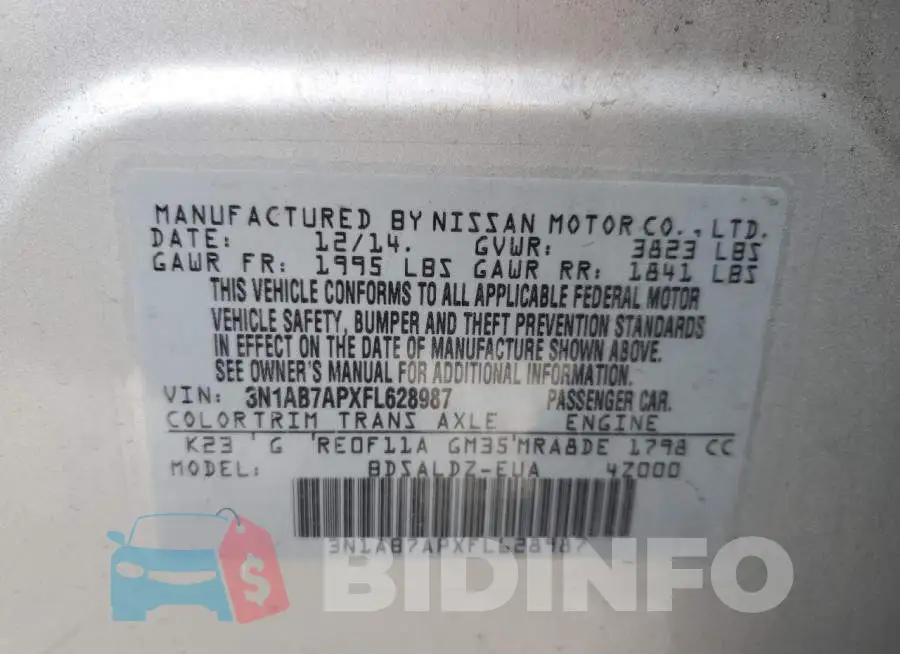 3N1AB7APXFL628987 Photo# 13