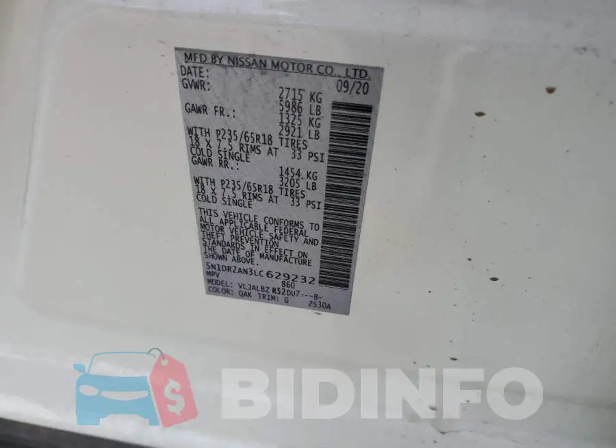 5N1DR2AN3LC629232 Photo# 12
