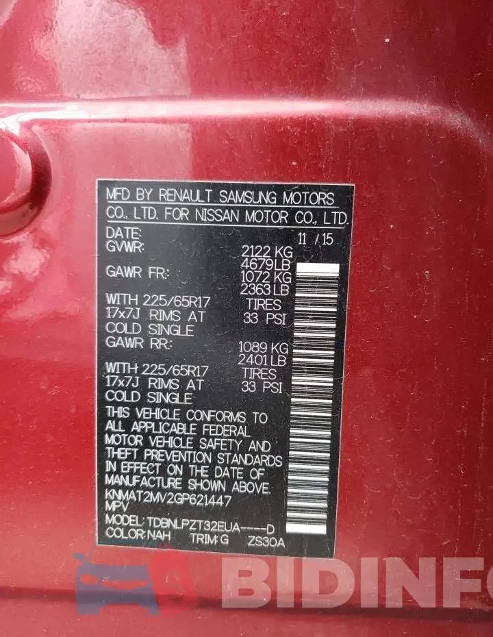 KNMAT2MV2GP621447 Photo# 13