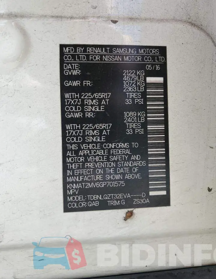 KNMAT2MV6GP701575 Photo# 13