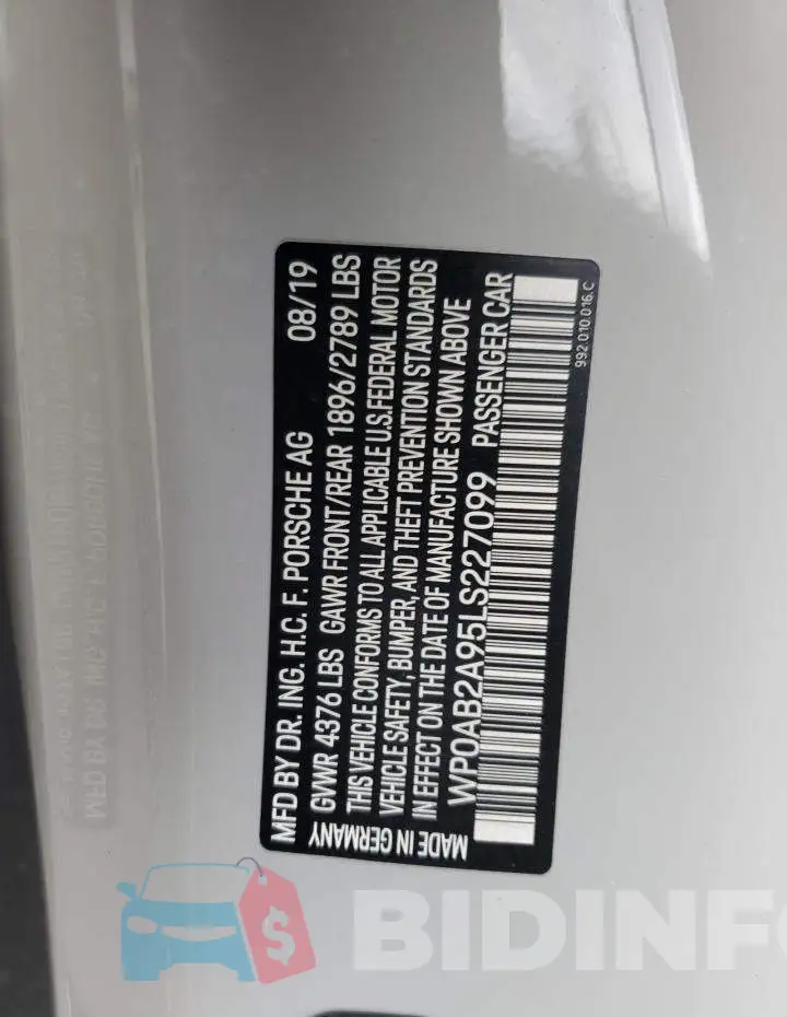 WP0AB2A95LS227099 Photo# 12