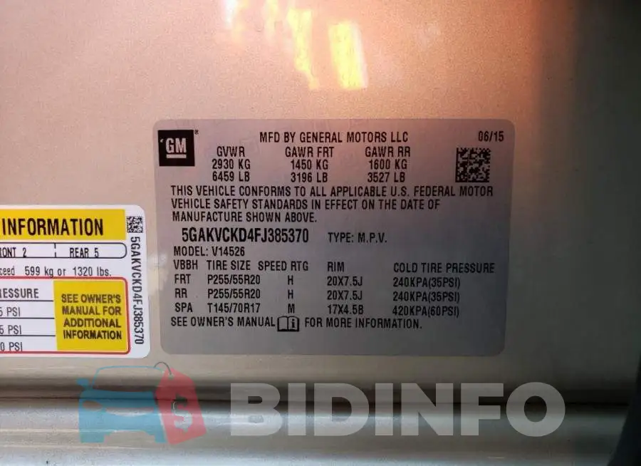 5GAKVCKD4FJ385370 Photo# 13