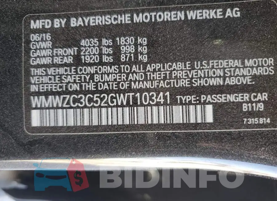 WMWZC3C52GWT10341 Photo# 12