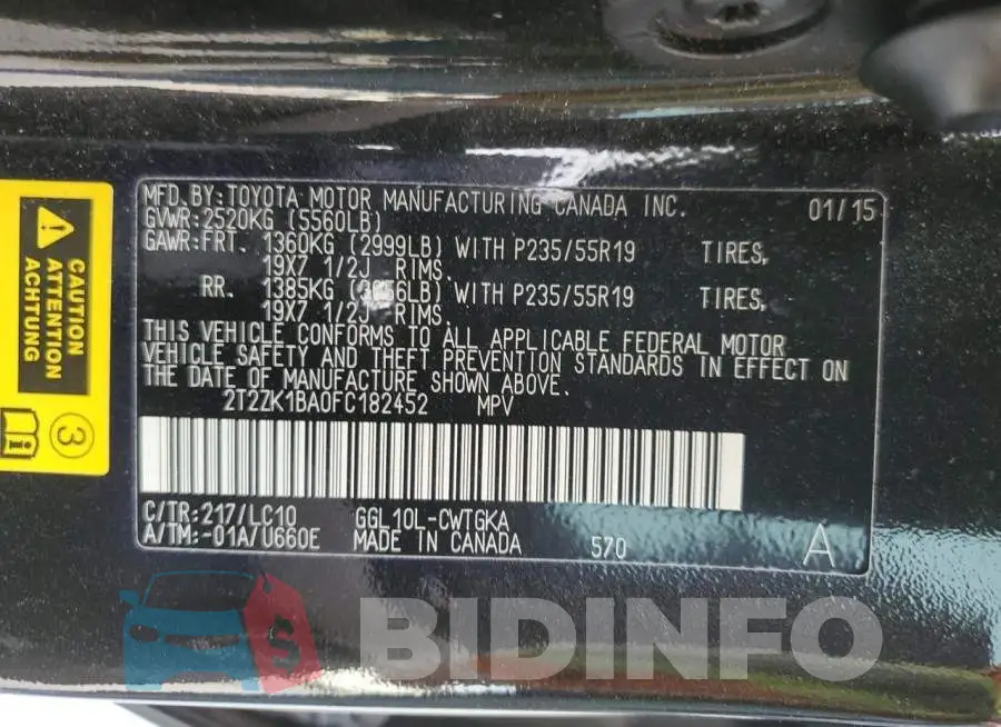 2T2ZK1BA0FC182452 Photo# 12