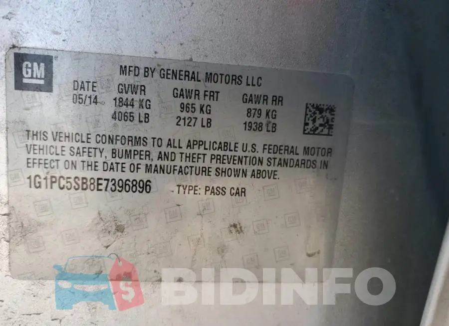 1G1PC5SB8E7396896 Photo# 13