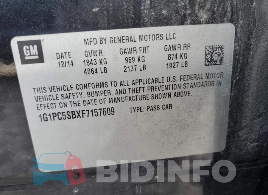 1G1PC5SBXF7157609 Photo# 12