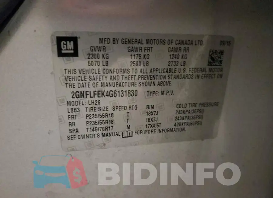 2GNFLFEK4G6131830 Photo# 13