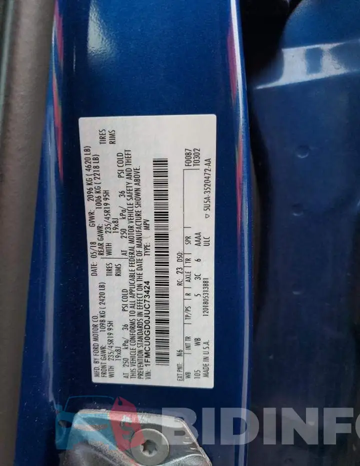 1FMCU0GD0JUC73424 Photo# 14
