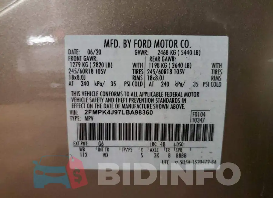 2FMPK4J97LBA98360 Photo# 13