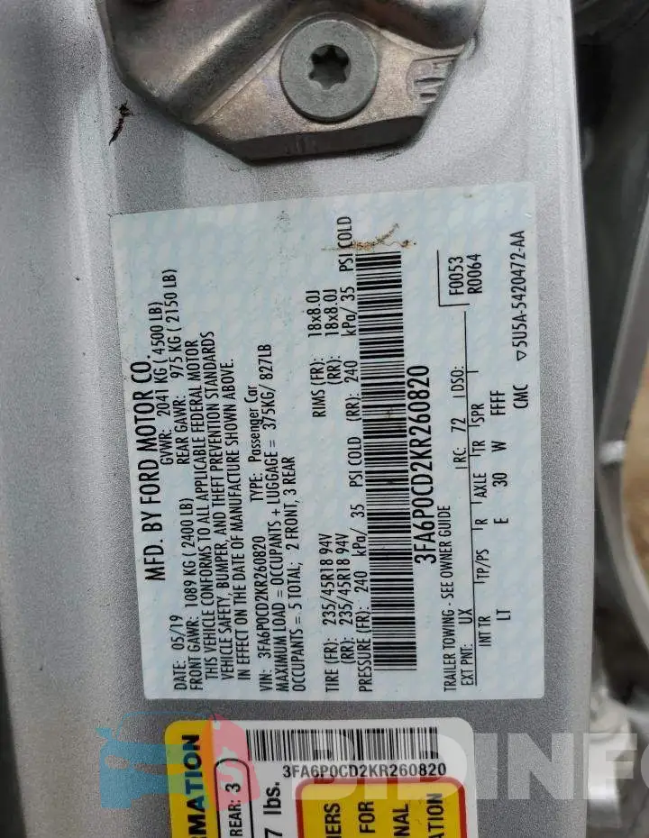3FA6P0CD2KR260820 Photo# 12