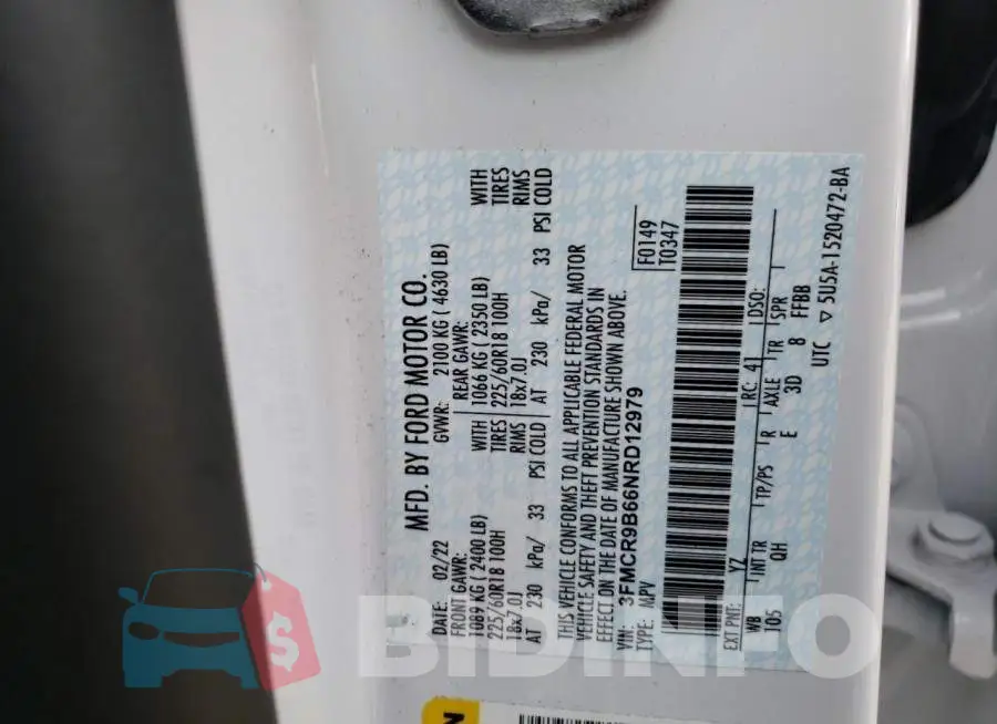 3FMCR9B66NRD12979 Photo# 13