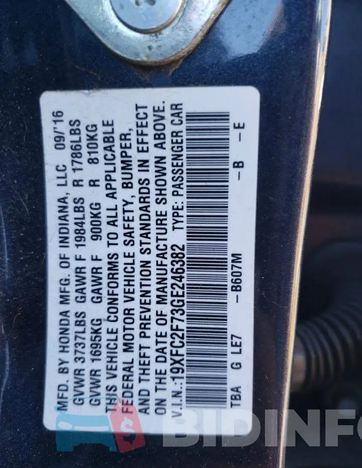 19XFC2F73GE246382 Photo# 12