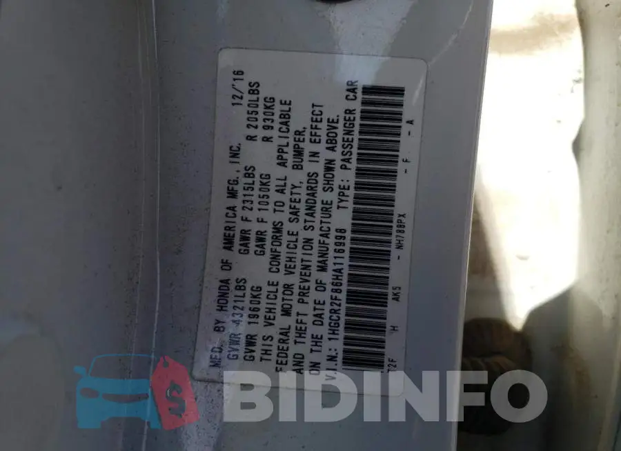 1HGCR2F86HA116998 Photo# 13