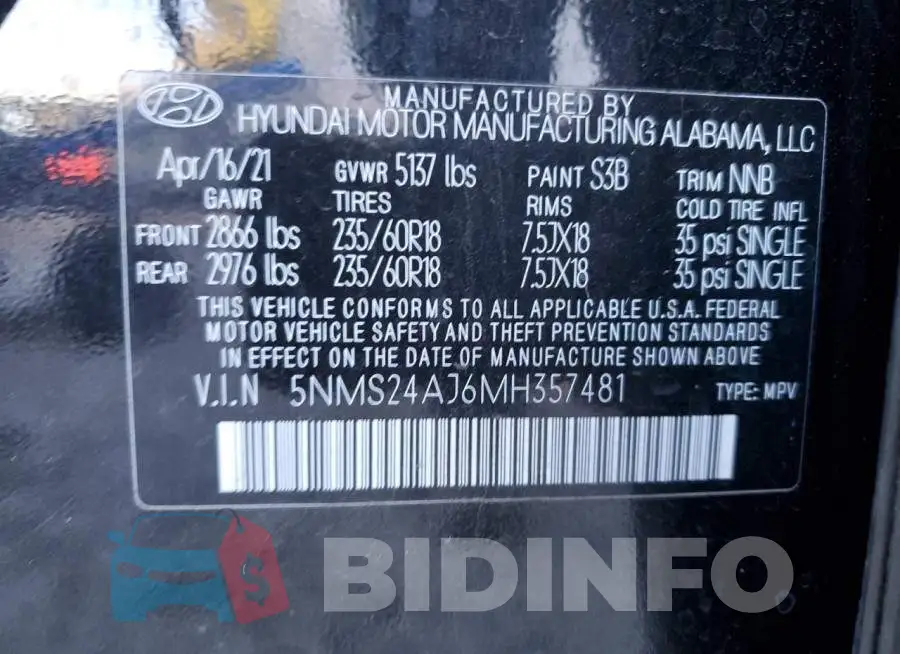 5NMS24AJ6MH357481 Photo# 13