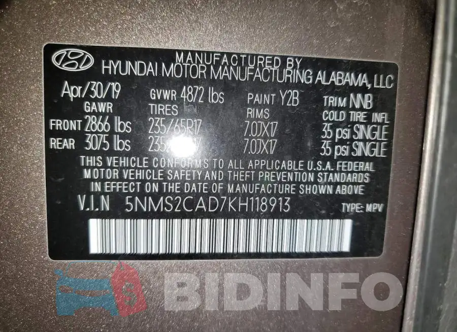 5NMS2CAD7KH118913 Photo# 13