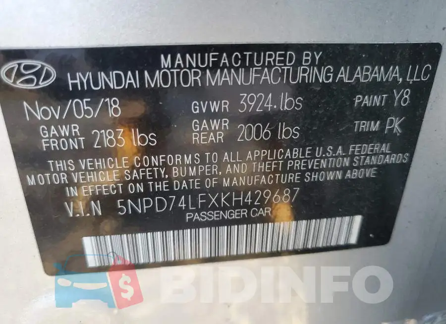 5NPD74LFXKH429687 Photo# 12