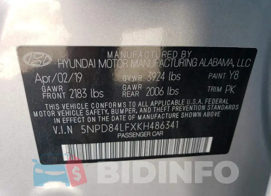 5NPD84LFXKH486341 Photo# 12