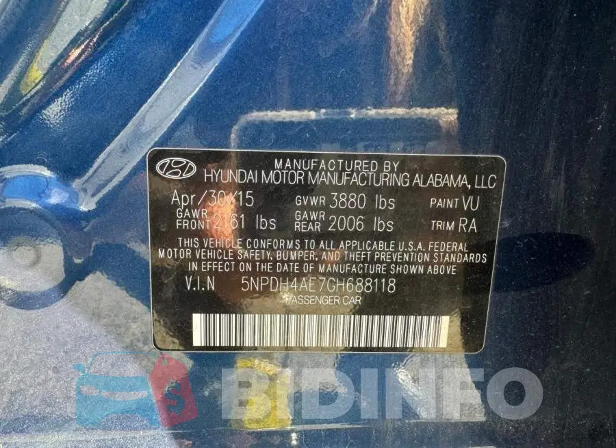 5NPDH4AE7GH688118 Photo# 10