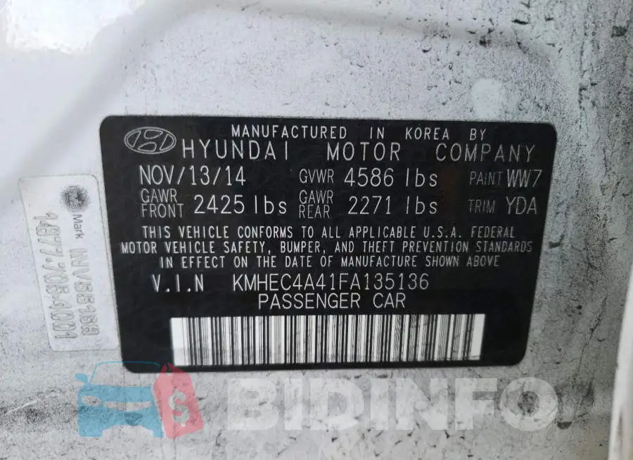 KMHEC4A41FA135136 Photo# 12