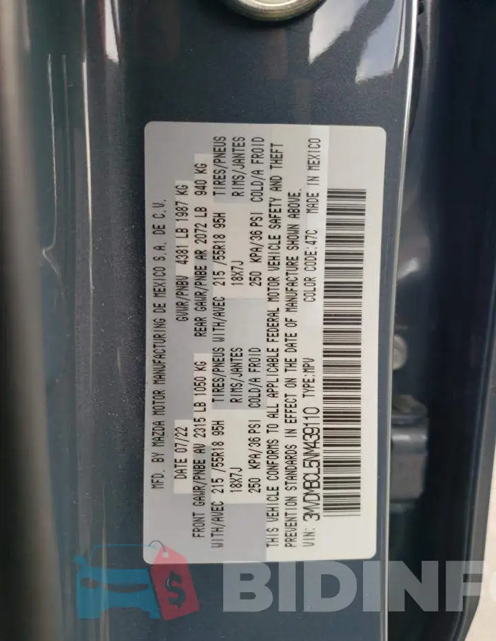 3MVDMBCL5NM439110 Photo# 12
