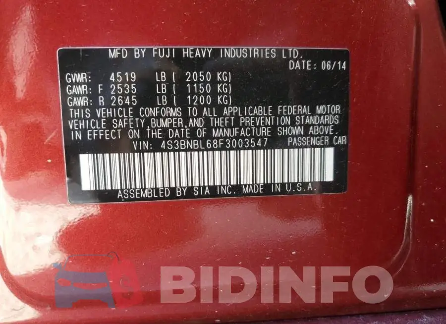 4S3BNBL68F3003547 Photo# 12