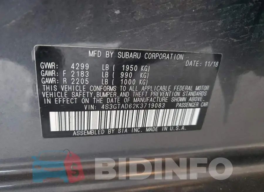 4S3GTAD62K3719083 Photo# 13