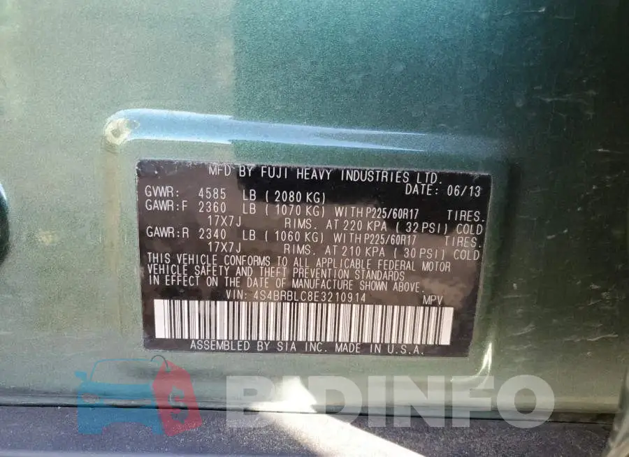4S4BRBLC8E3210914 Photo# 12