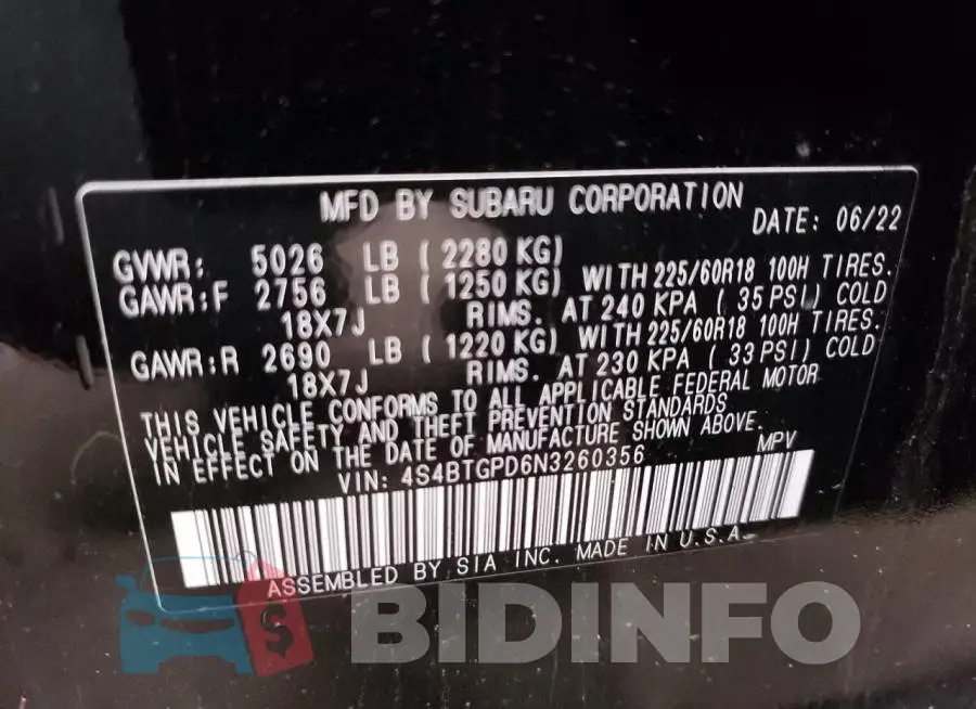 4S4BTGPD6N3260356 Photo# 12