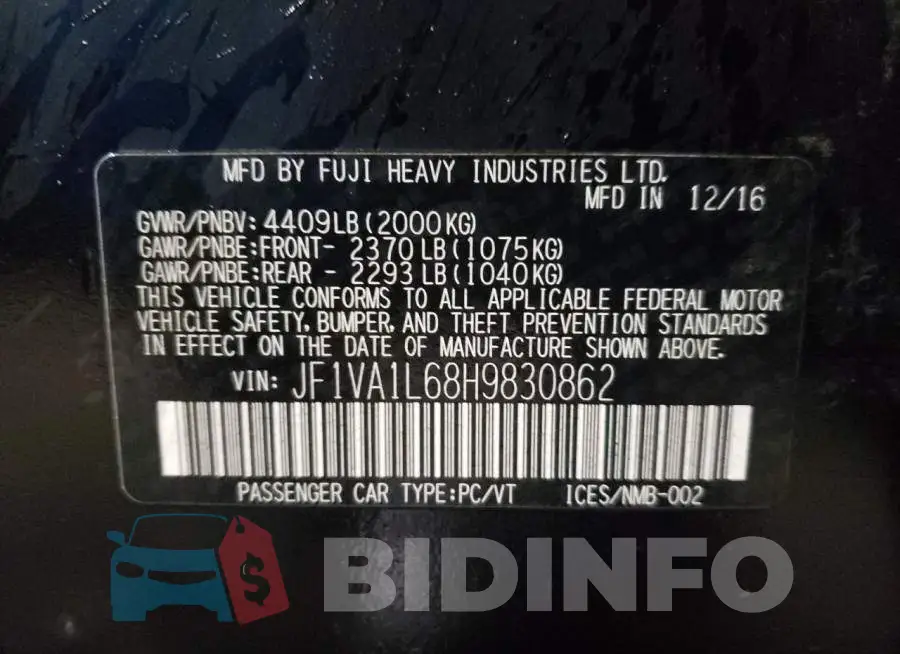 JF1VA1L68H9830862 Photo# 12