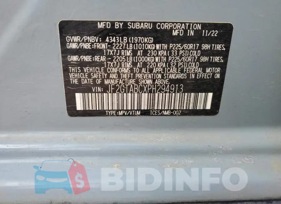 JF2GTABCXPH294913 Photo# 12