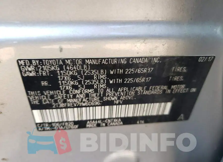 2T3BFREV7HW606967 Photo# 12