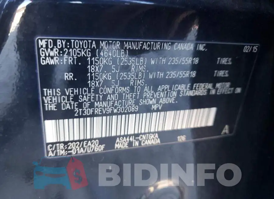 2T3DFREV9FW302089 Photo# 14