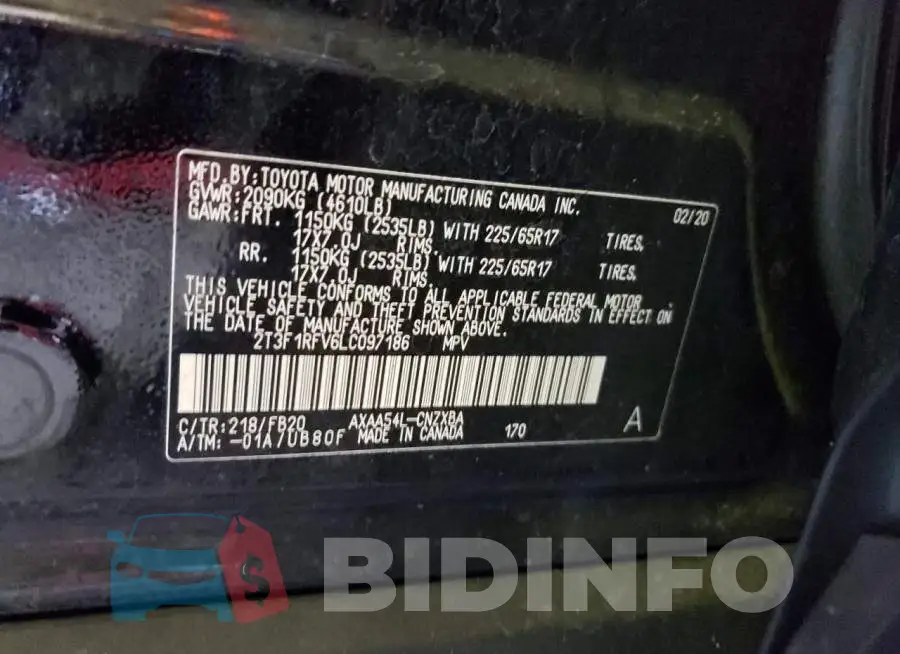 2T3F1RFV6LC097186 Photo# 12