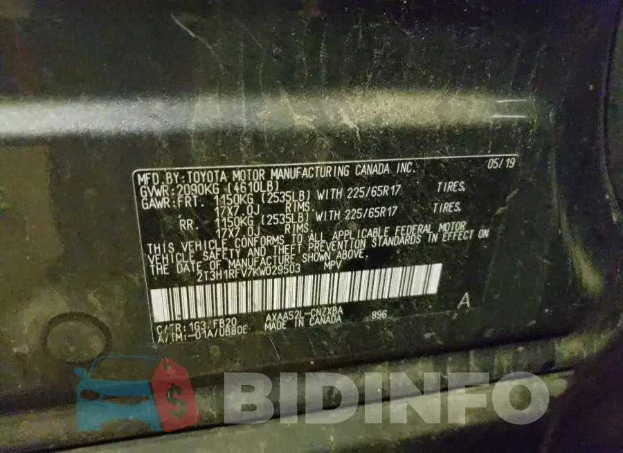 2T3H1RFV7KW029503 Photo# 12