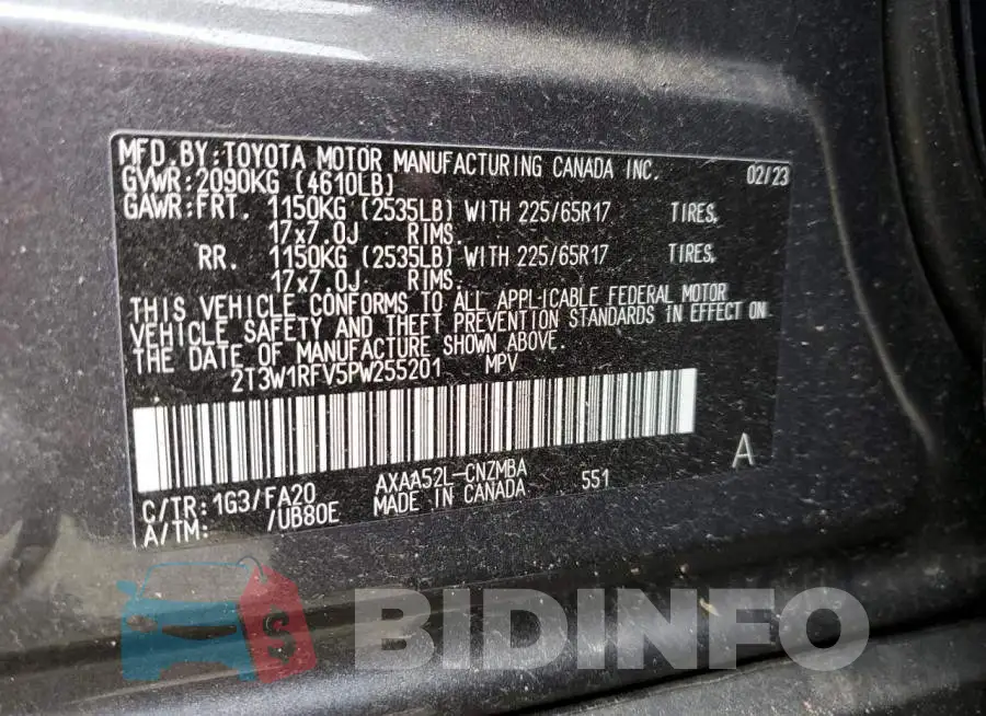 2T3W1RFV5PW255201 Photo# 14