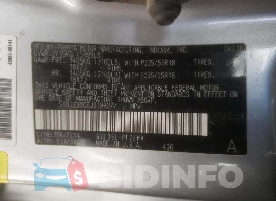 5TDJZ3DC6JS199277 Photo# 13