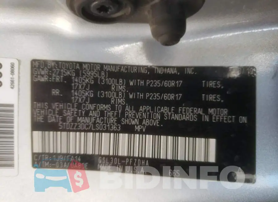 5TDZZ3DC7LS031363 Photo# 13
