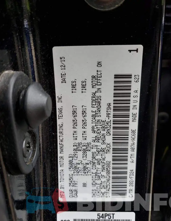 5TFAZ5CN6GX005882 Photo# 12
