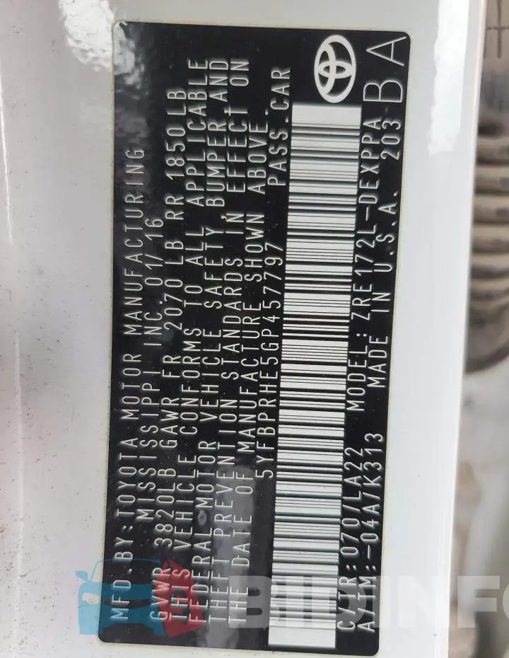 5YFBPRHE5GP457797 Photo# 12
