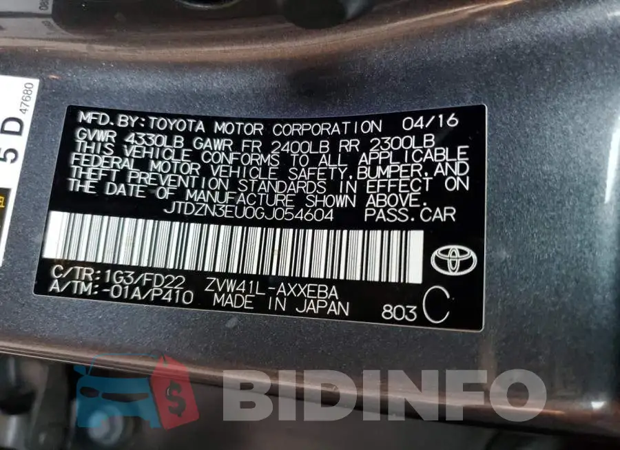 JTDZN3EU0GJ054604 Photo# 12