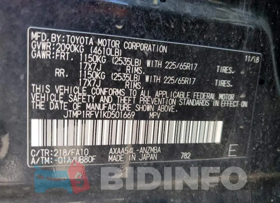 JTMP1RFV1KD501669 Photo# 12