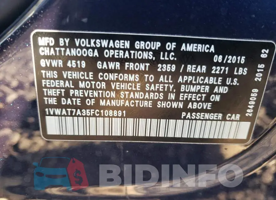 1VWAT7A35FC108891 Photo# 12