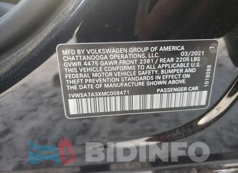 1VWSA7A3XMC008471 Photo# 12