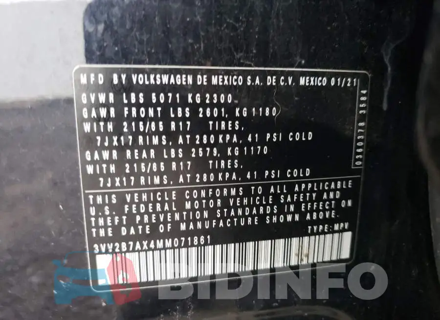 3VV2B7AX4MM071861 Photo# 13
