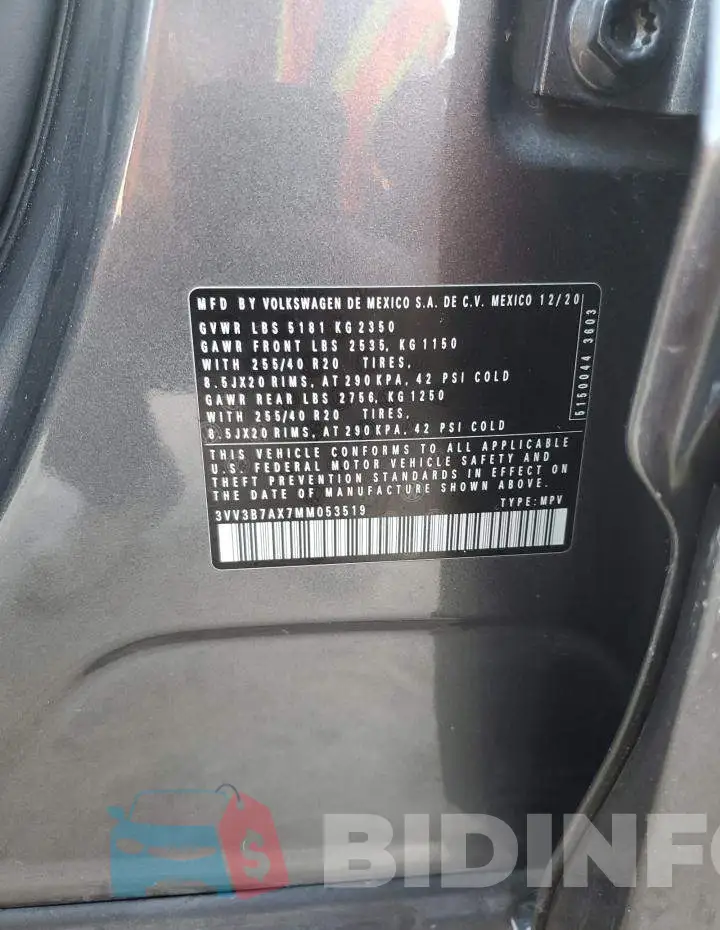 3VV3B7AX7MM053519 Photo# 13