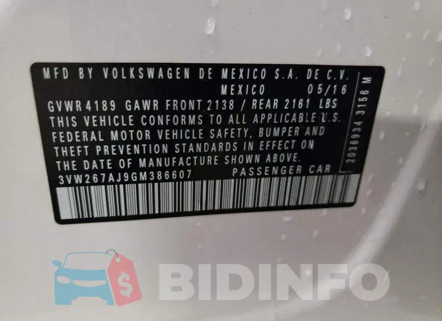 3VW267AJ9GM386607 Photo# 12