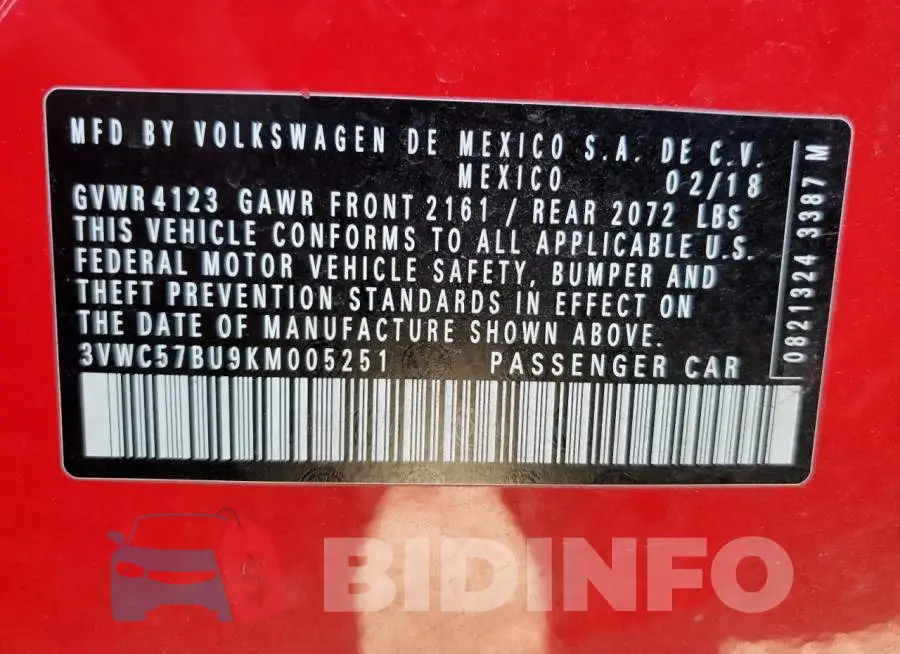 3VWC57BU9KM005251 Photo# 12