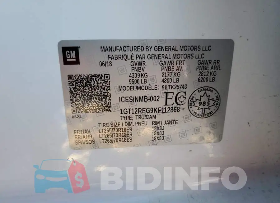 1GT12REG9KF112868 Photo# 12
