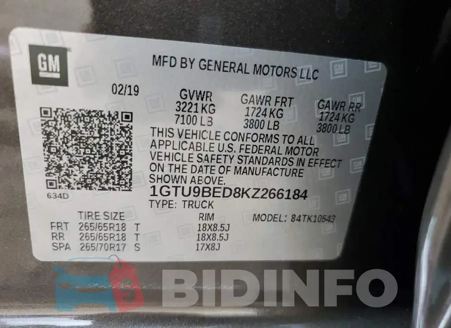 1GTU9BED8KZ266184 Photo# 12
